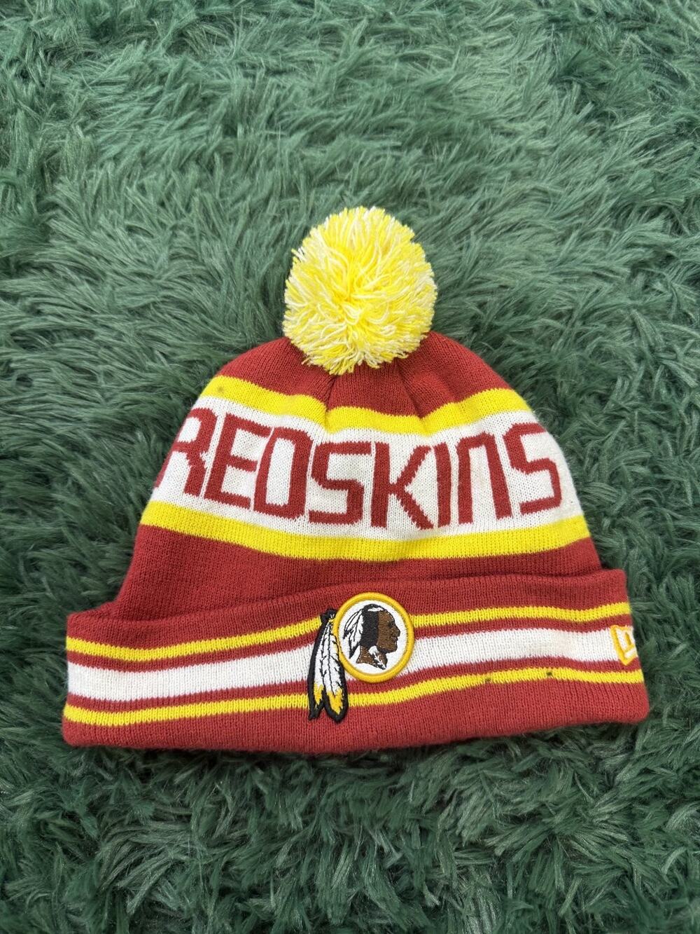 Vintage Washington Redskins New Era Knit Beanie Hat Pom Pom NFL Football Cap